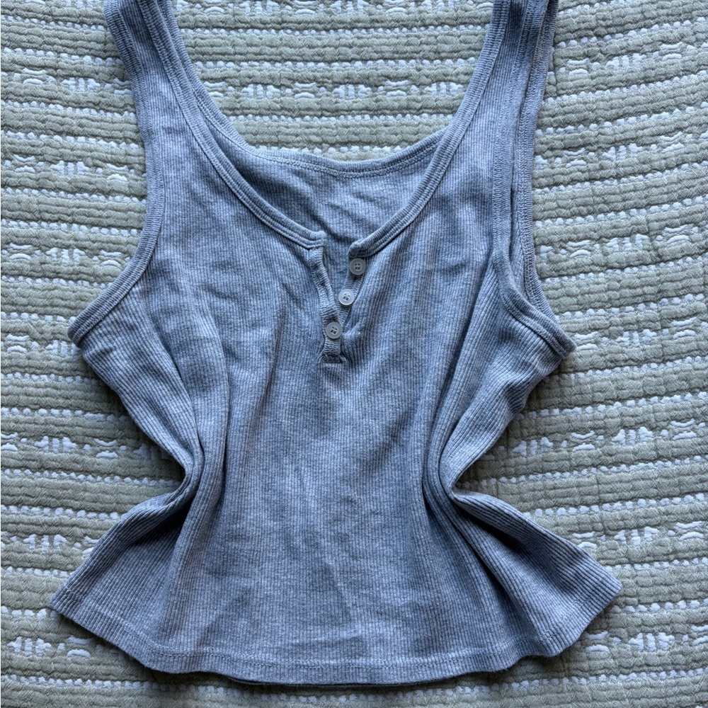 Brandy Melville Heather Gray Buttoned Tank Top